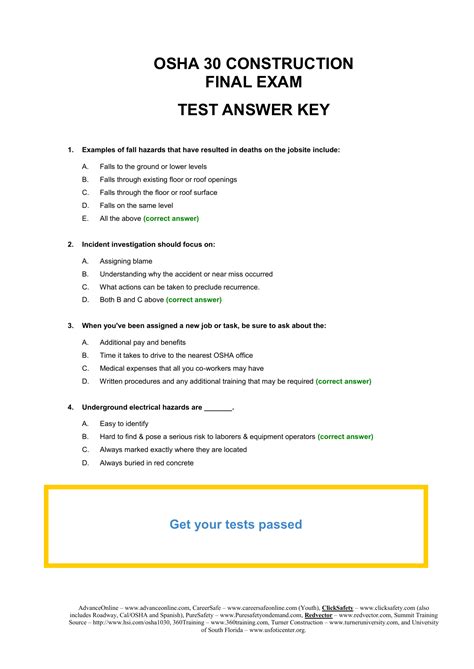 exam test answers