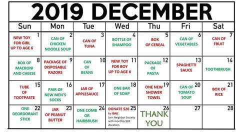 Reverse Advent Calendars Benefit Ministries