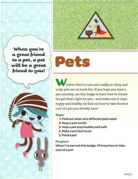 world  girls skill building badge pets cover brownie pet badge