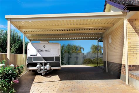 attached flat roof carport image
