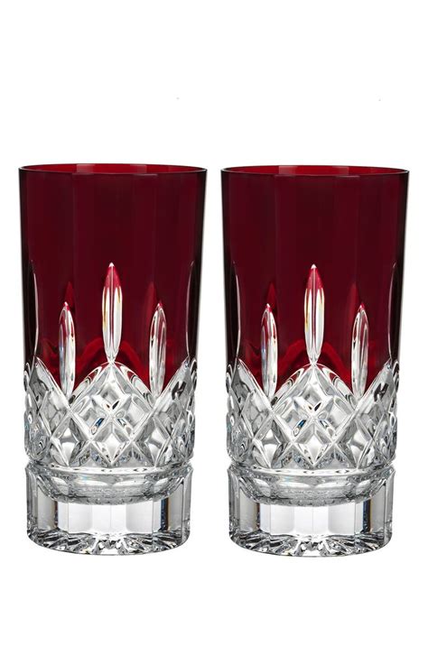 waterford lismore red lead crystal highball glasses set of 2