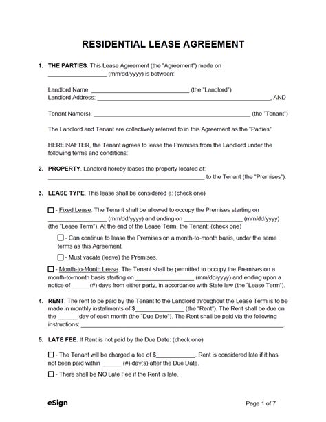 rental lease agreement templates  residential commercial