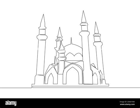 eine einzeilige zeichnung der historischen kuppel wahrzeichen moschee