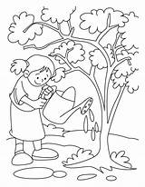 Coloring Pages Environment Tree Arbor Kids Trees Watering Colouring Printable Clipart Save Earth Colorings Drawings Color sketch template