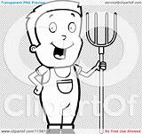 Farmer Pitchfork Boy Outlined Coloring Clipart Vector Cartoon Cory Thoman sketch template
