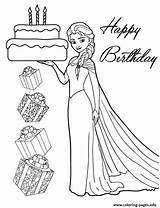 Coloring Birthday Cake Colouring Elsa Pages Holding Disney Printable Print Color Book Info sketch template