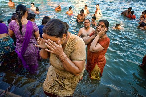 Woman Bathing In Ganges During Kumbh Mela Haridwar A