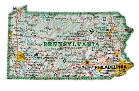 Pennsylvania State Map With Counties And Cities Map