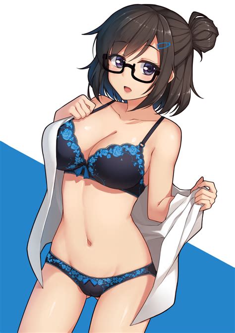 safebooru 1girl ass visible through thighs black framed eyewear black