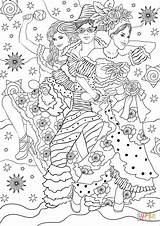 Coloring Pages Carnival Joyful Dance sketch template