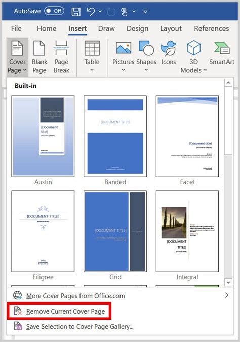 create  cover page  microsoft word built   custom