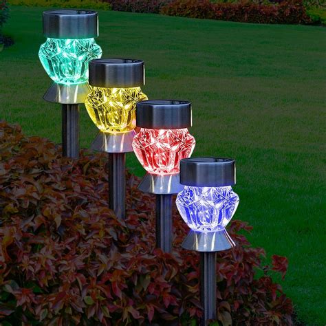 solar outdoor lights  color changing led lamps  landscape