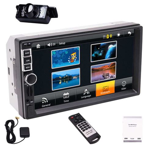 double din din car stereo mp player bluetooth gps navigation multi color buttons capacitive