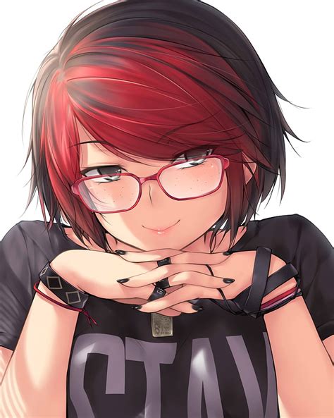 Hd Wallpaper Anime Anime Girls Short Hair Redhead Glasses