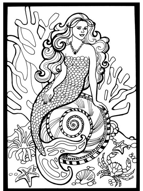 mermaid coloring pages  adults  kids