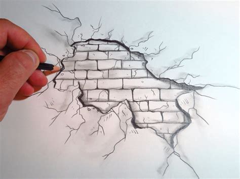cracked brick wall drawing  getdrawings