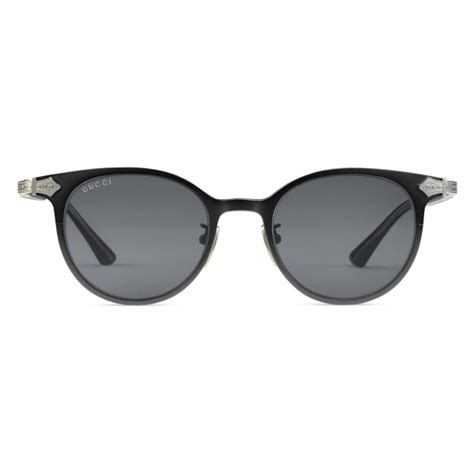 gucci round titanium sunglasses matt black ruthenium titanium
