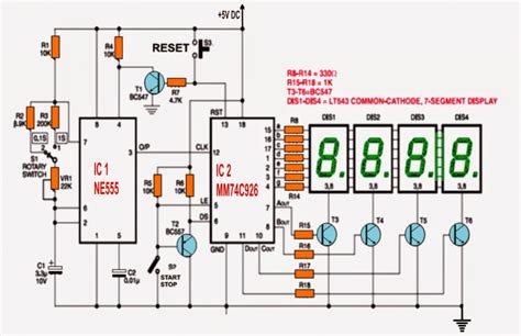 ic  based simple digital stopwatch circuit homemade circuit projects