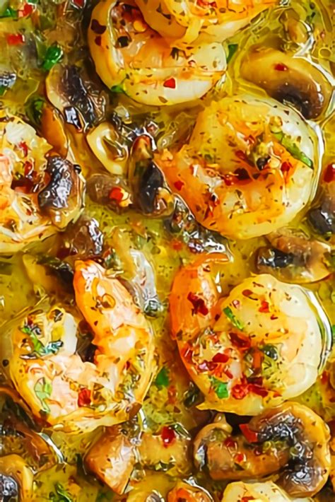 pesto shrimp  mushrooms food recipes