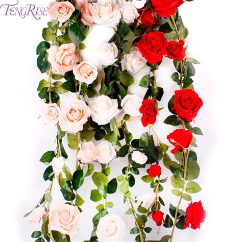 fengrise cm silk rose flower flexible artificial flower string