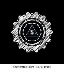 illuminati pyramid icon chalkboard texture