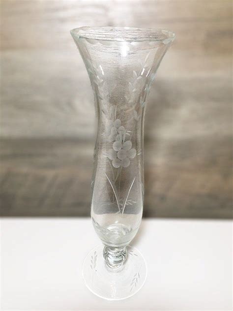 vintage princess house heritage etched crystal vase  clmahler  etsy