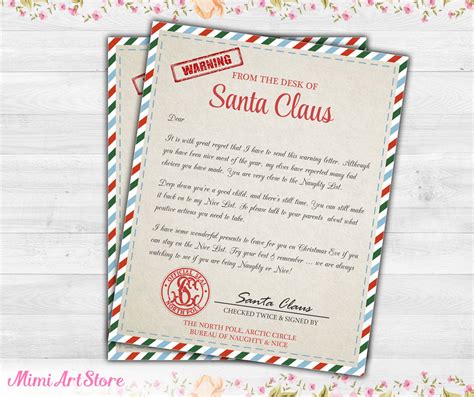 printable naughty  nice letter  santa