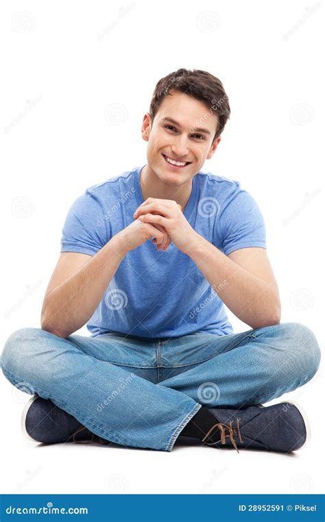 young man sitting stock image image  male body cheerful