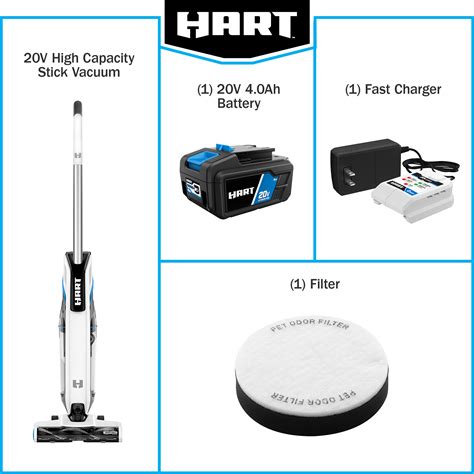 high capacity cordless stick vacuum kit hart tools