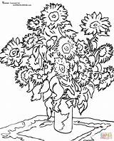 Gogh Van Sunflowers Coloring Vase Vincent Twelve sketch template