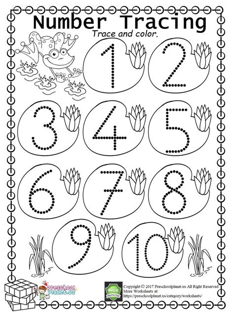 kindergarten tracing numbers worksheets