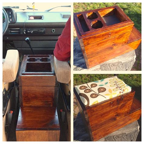 built  center console   vw vanagon  scrap wood  fabric   wife picked