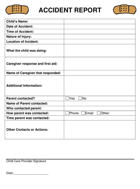 daycare printable accident report form