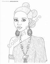 African Coloring Pages American Adult Books Printable Book Fashion Color Girl Adults Teen Inspired Girls Fashions Volume Sheets Hair Choose sketch template