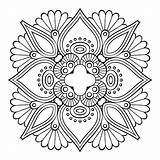 Premium Element Mandala Decorative Coloring Vector Simple Line sketch template