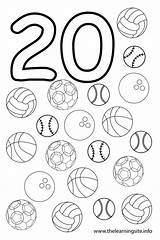 Coloring Number Twenty Pages Balls Numbers Outline Al Números Clipart Template Colouring 19 Color Sheets Flashcards Preschool Teaching Aids Printable sketch template