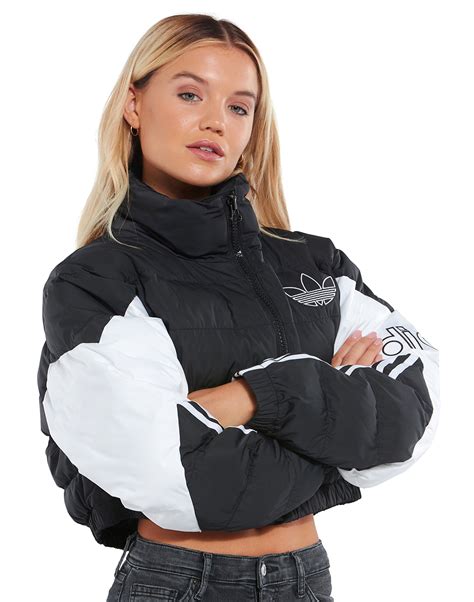 adidas originals womens cropped puffer jacket black life style