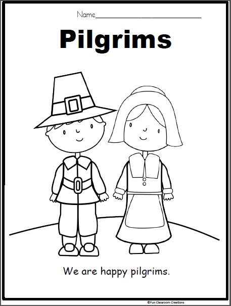 pilgrim coloring page  kindergarten   teachers