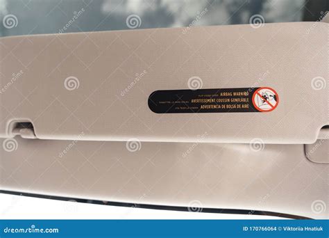 transportation airbag warning close  isolated  gray stock photo