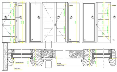 door elevation  section details dwg file