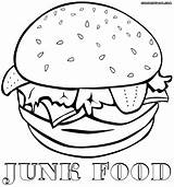 Food Junk Coloring Pages Colorings Print sketch template