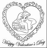 Coloring Pages Valentine Valentines Disney Princess Printable Ariel Mermaid Heart September Book Little Mickey Mouse Frozen Print Color Kids Sheets sketch template
