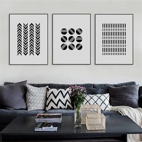 black white modern abstract geometric shape canvas large  art print
