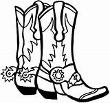 Boot Coloring Outline Clip Cowboy Popular sketch template