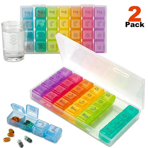 weekly pill organizer pack    compartment ampm pill box  day