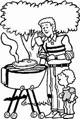 Cocinando Coloriage Pere Fete Carne Asada Familia Gifgratis Papá Prend Ton Barbacoa Menino sketch template