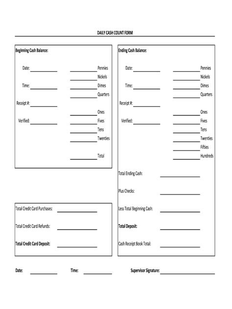 printable cash drawer count sheet printable templates