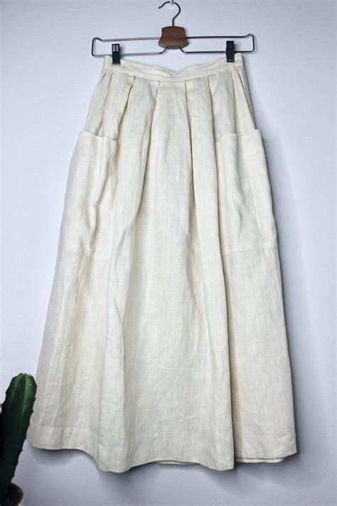 pleated cream linen midi skirt etsy midi skirt skirts midi high