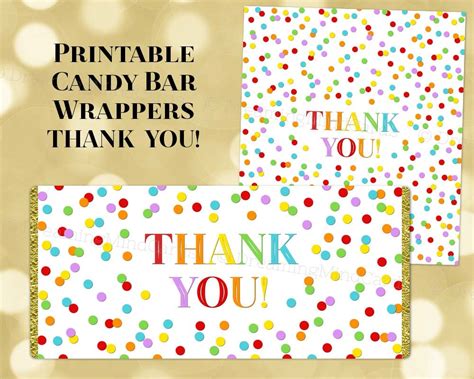 printable candy bar wrapper labels   rainbow confetti etsy