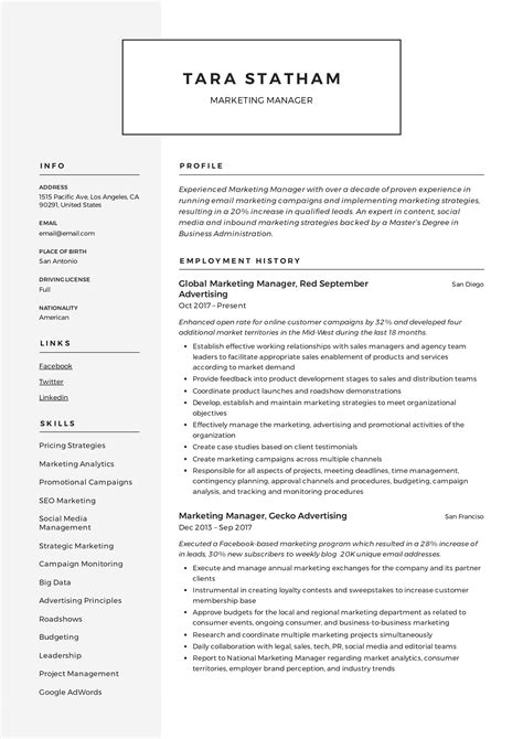 marketing manager resumes writing guide  examples